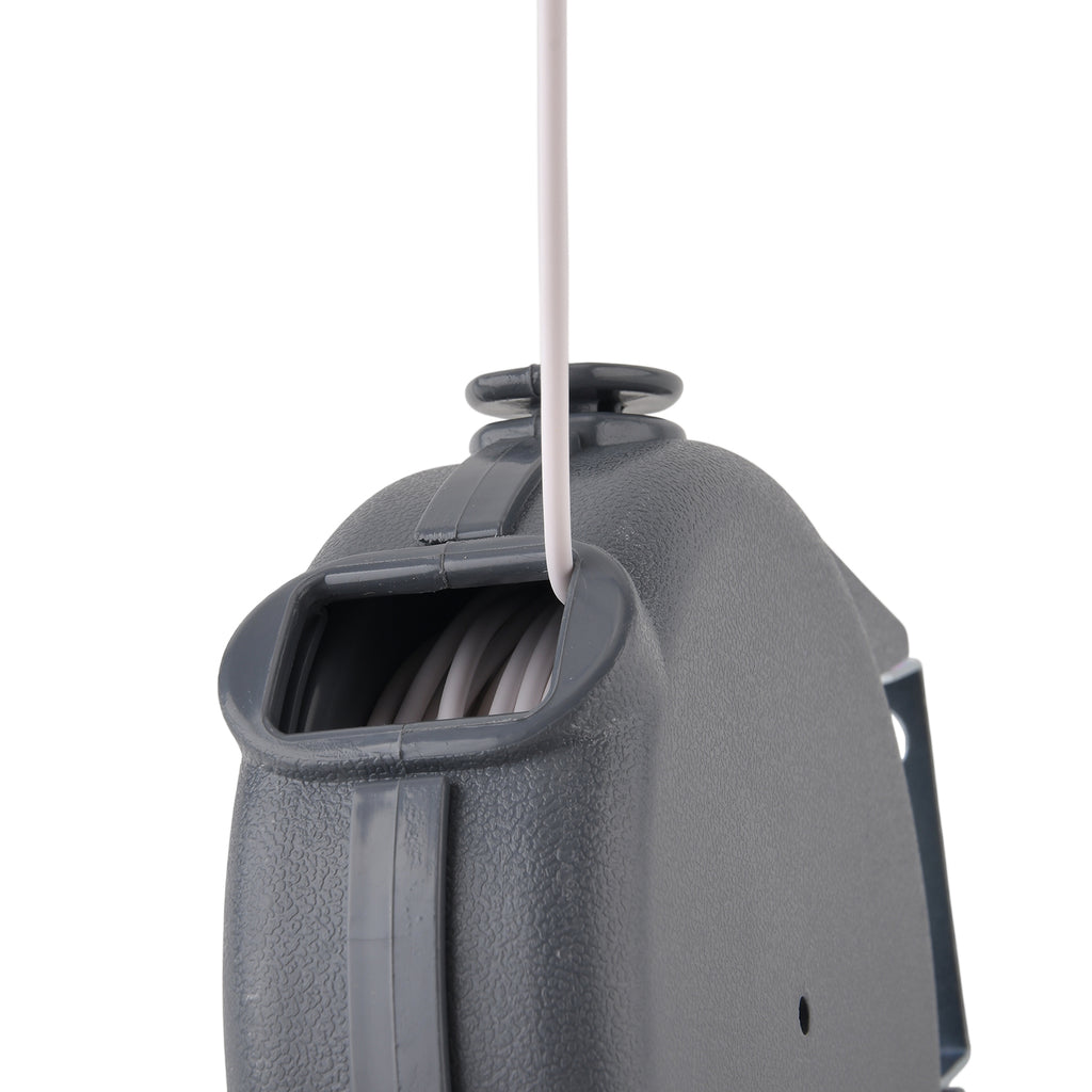15m Retractable Clothesline Wall-Mounted Washing Line Kit with 12 Wooden Pegs & Fixings - Grey_8535920_7