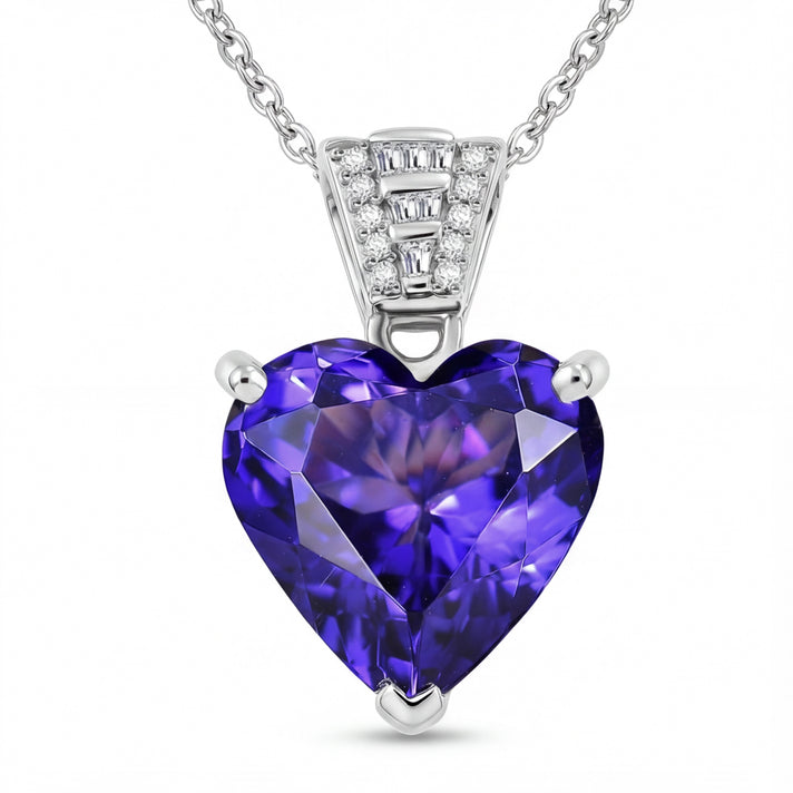 RHAPSODY 8.8 Ct. AAAA Tanzanite, White Diamond Heart Pendant in 950 Platinum (EF, VS2) 8535983 1