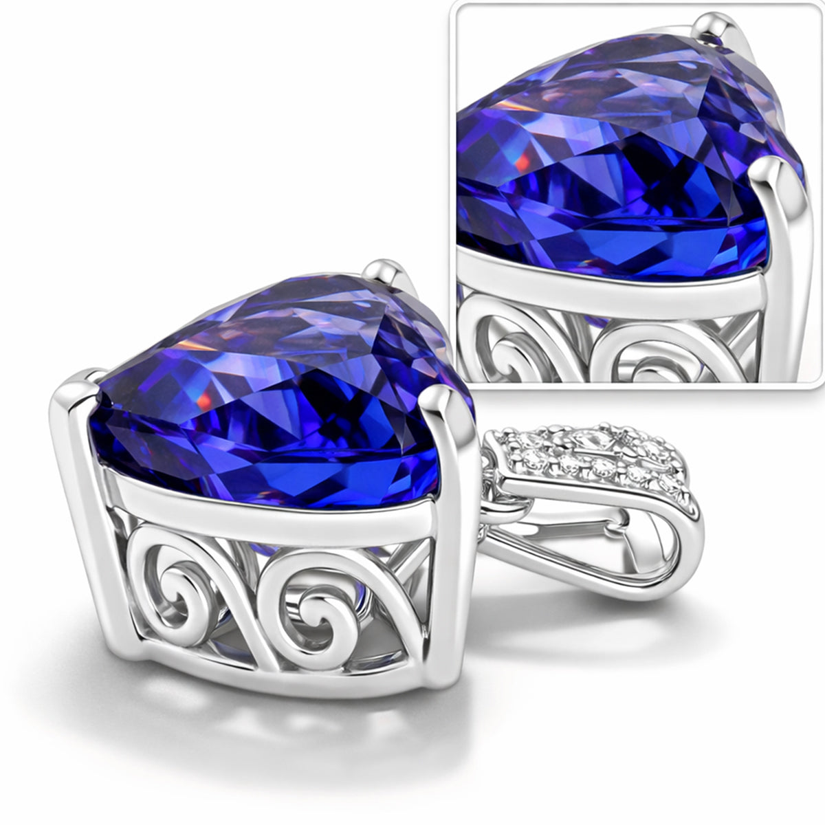 RHAPSODY 8.8 Ct. AAAA Tanzanite, White Diamond Heart Pendant in 950 Platinum (EF, VS2) 8535983 4