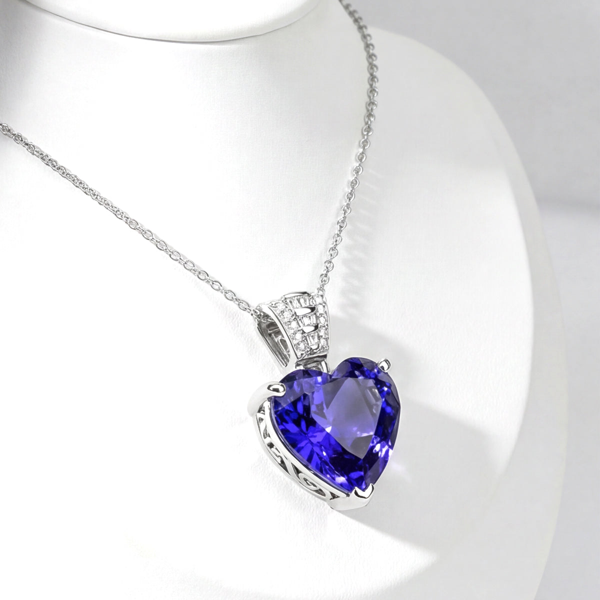 RHAPSODY 8.8 Ct. AAAA Tanzanite, White Diamond Heart Pendant in 950 Platinum (EF, VS2) 8535983 5
