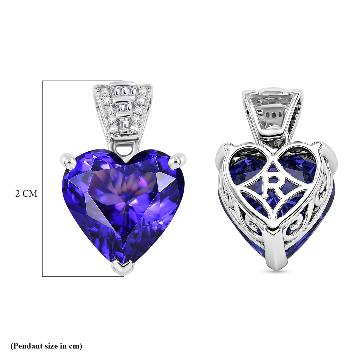 RHAPSODY 8.8 Ct. AAAA Tanzanite, White Diamond Heart Pendant in 950 Platinum (EF, VS2) 8535983 7