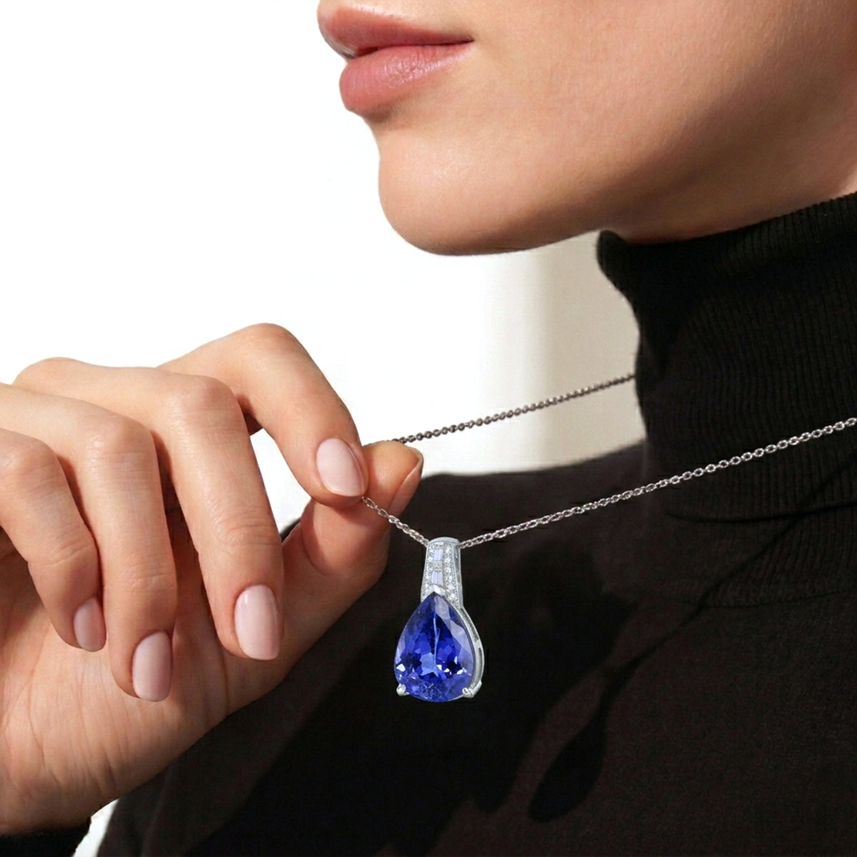 Rhapsody 11.3 Ct. AAAA Tanzanite &amp; VS-E/F White Diamond Solitaire Pendant  in 950 Platinum 8536047 2