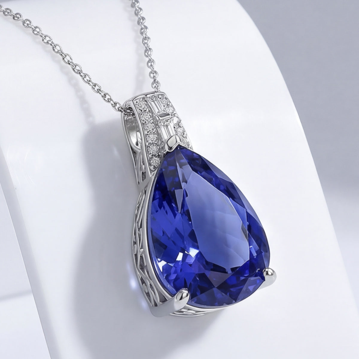 Rhapsody 11.3 Ct. AAAA Tanzanite &amp; VS-E/F White Diamond Solitaire Pendant  in 950 Platinum 8536047 5