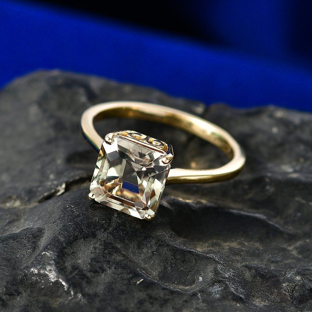 14K Yellow Gold AAA Natural Turkizite (Asscher Cut) Solitaire Ring 3.10 Ct._8536078_2