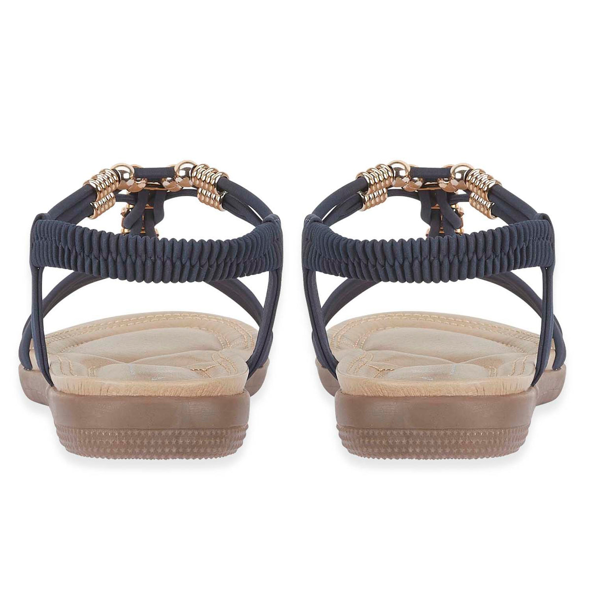 Jo &amp; Joe Petula Ladies Lightweight Cushioned Sandal with Beaded Trims &amp; Elasicated Back Strap (Size 6) - Navy V32646290 2