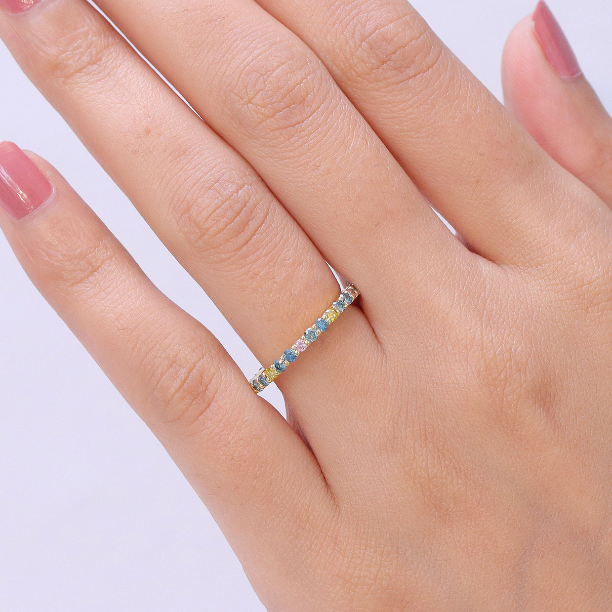 LUXURIANT 1 Ct. Lab Grown Multi Diamond Full Eternity Ring in 18K Vermeil Yellow Gold Plated Sterling Silver (SI-G-H) 8537066 2
