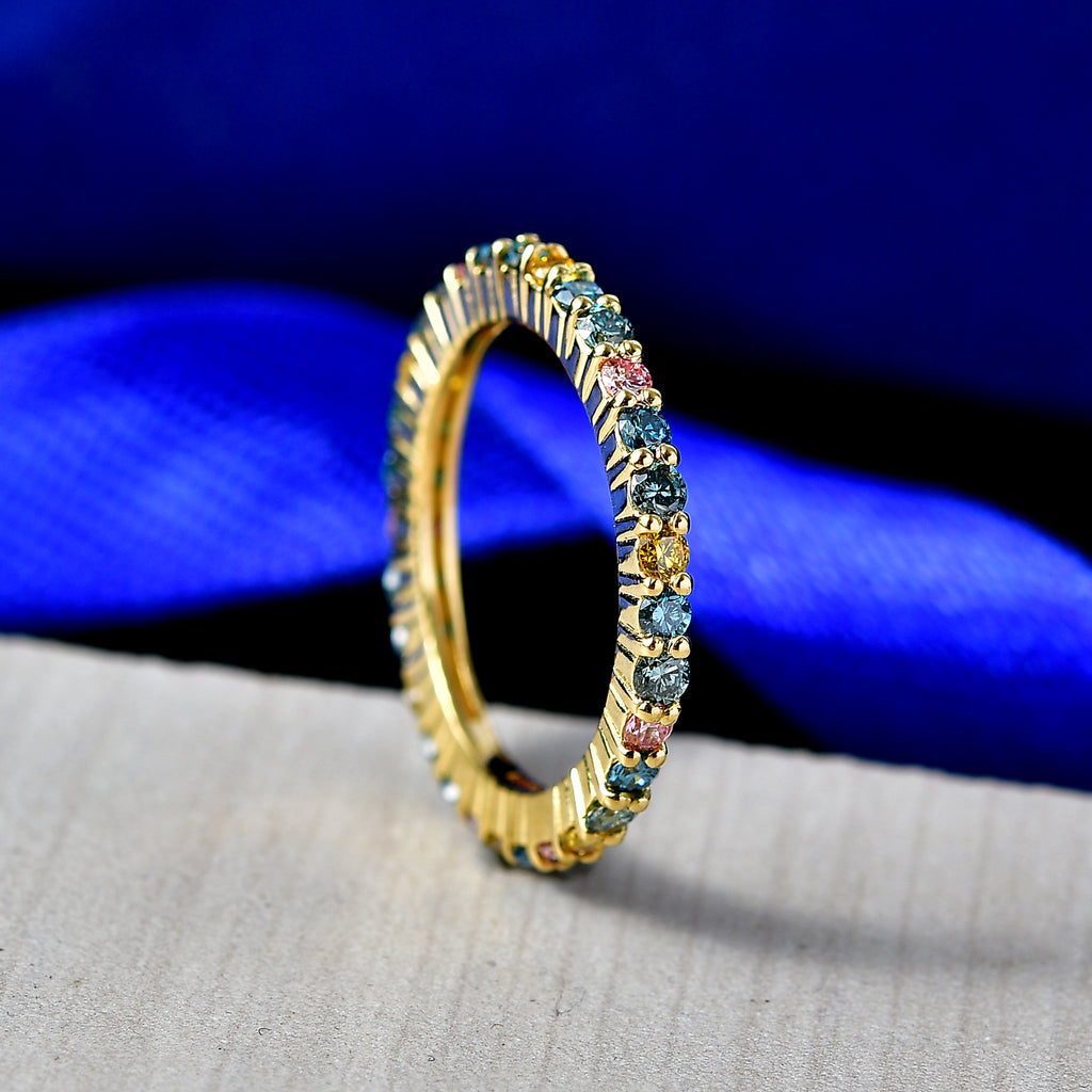 Luxuriant - Lab Grown Multi Diamond (SI/G-H) Band Ring in 18K Vermeil Yellow Gold Plated Sterling Silver 1.00 Ct._8537066_2