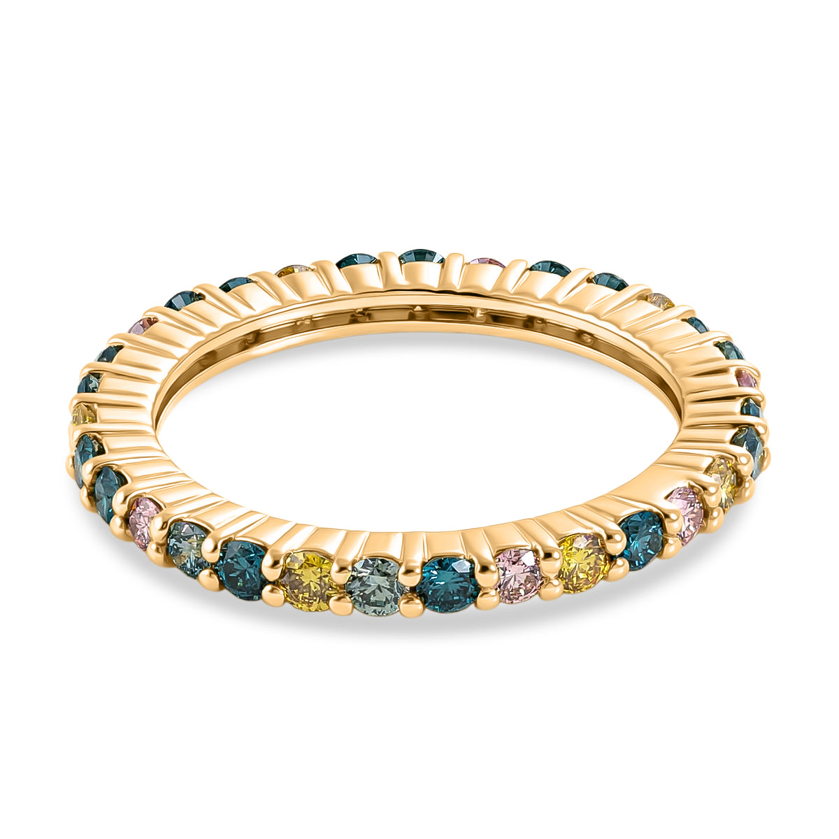 LUXURIANT 1 Ct. Lab Grown Multi Diamond Full Eternity Ring in 18K Vermeil Yellow Gold Plated Sterling Silver (SI-G-H) 8537066 5