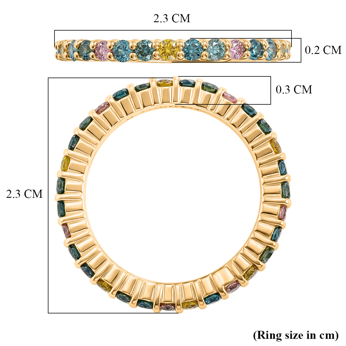 LUXURIANT 1 Ct. Lab Grown Multi Diamond Full Eternity Ring in 18K Vermeil Yellow Gold Plated Sterling Silver (SI-G-H) 8537066 6
