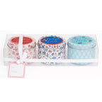 Set of 3 Tin Candles - Tangerine and Cilantro, Vintage linen and Lavender Moss_8537553