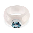 Cambodian Blue Zircon & Jade Solitaire Band Ring in Rhodium Overlay Sterling Silver 31.00 Ct._8537629