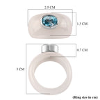 Cambodian Blue Zircon & Jade Solitaire Band Ring in Rhodium Overlay Sterling Silver 31.00 Ct._8537629_5