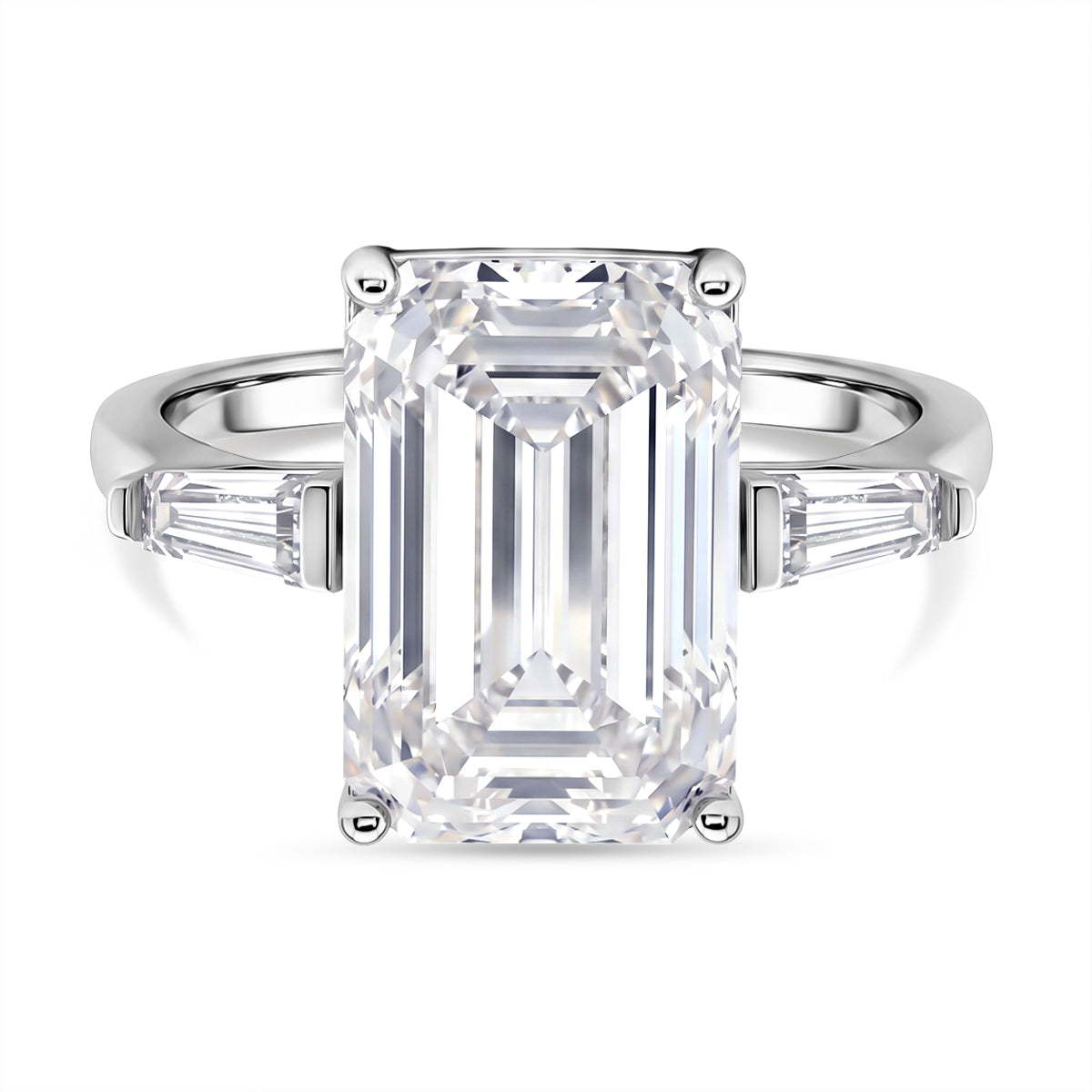 D'Joy - Moissanite Trilogy Ring in Rhodium Overlay Sterling Silver  10.44 Ct. V32523630 0
