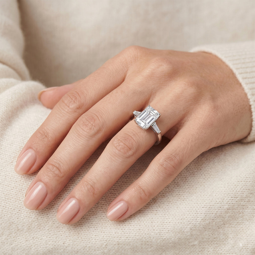 D'Joy - Moissanite Trilogy Ring in Rhodium Overlay Sterling Silver  10.44 Ct._8537633_1
