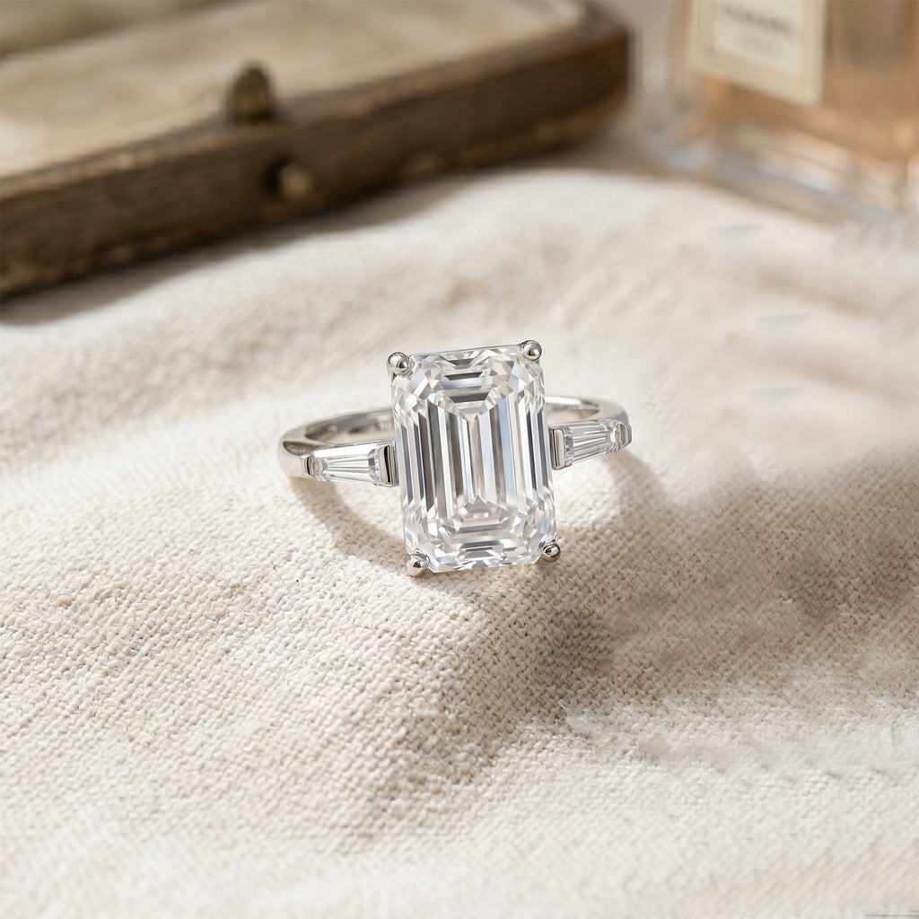 D'Joy - Moissanite Trilogy Ring in Rhodium Overlay Sterling Silver  10.44 Ct._8537633_2