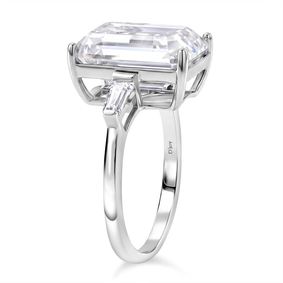 D'Joy - Moissanite Trilogy Ring in Rhodium Overlay Sterling Silver  10.44 Ct. V32523630 4