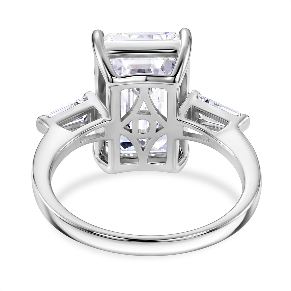 D'Joy - Moissanite Trilogy Ring in Rhodium Overlay Sterling Silver  10.44 Ct._8537633_4