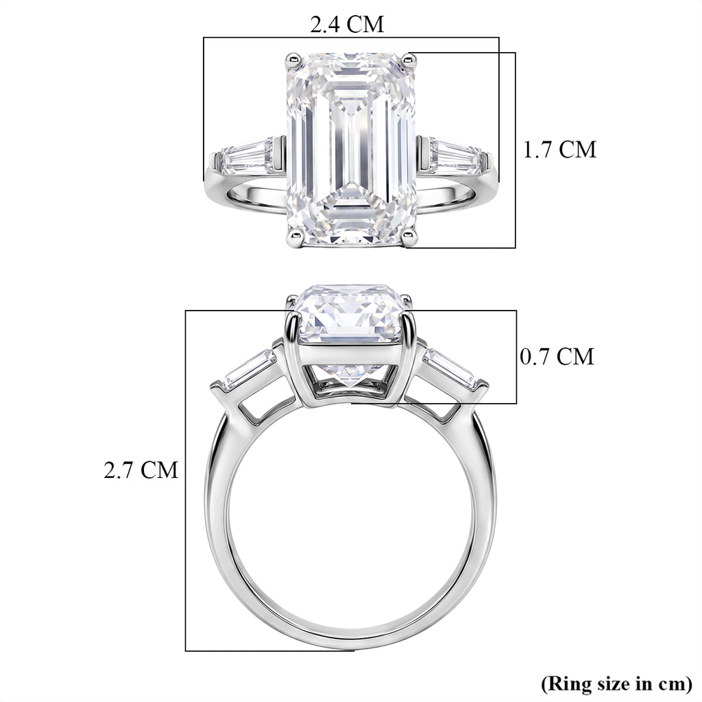 D'Joy - Moissanite Trilogy Ring in Rhodium Overlay Sterling Silver  10.44 Ct._8537633_5