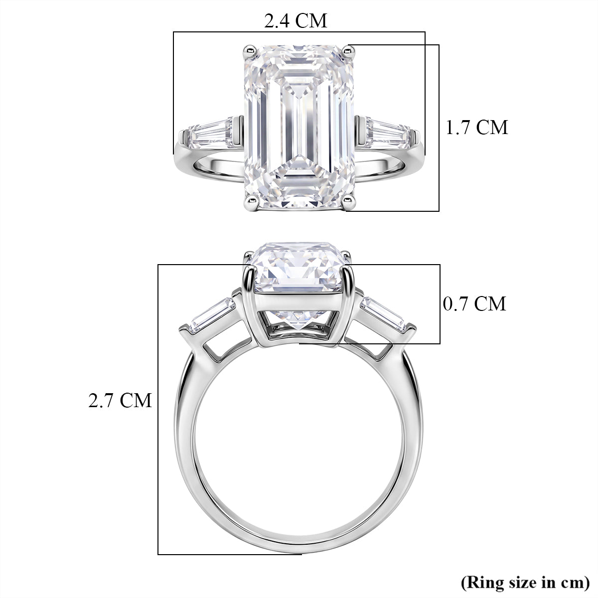 D'Joy - Moissanite Trilogy Ring in Rhodium Overlay Sterling Silver  10.44 Ct. V32523630 6