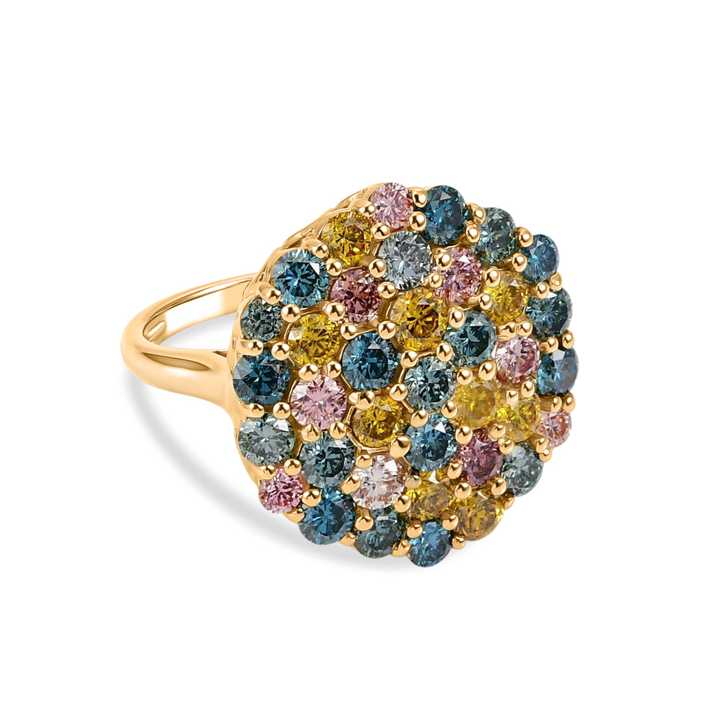 Luxuriant SI-G/H Lab Grown Multi Diamond Cluster Ring in 18K Vermeil Yellow Gold Plated Sterling Silver 3.50 Ct._8537777