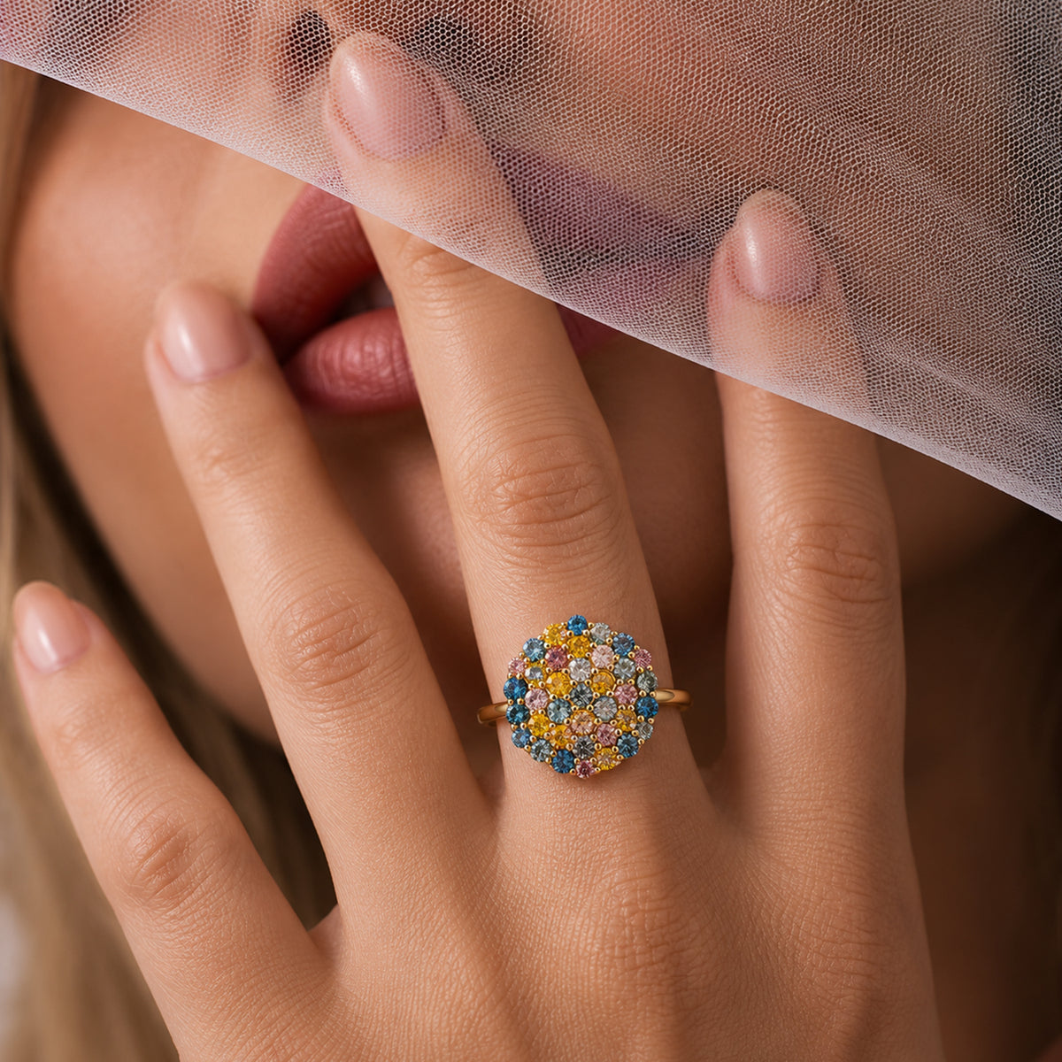LUXURIANT 3.5 Ct. Lab Grown Multi Diamond Cluster Ring in 18K Vermeil Yellow Gold Plated Sterling Silver (SI-G-H) 8537777 2