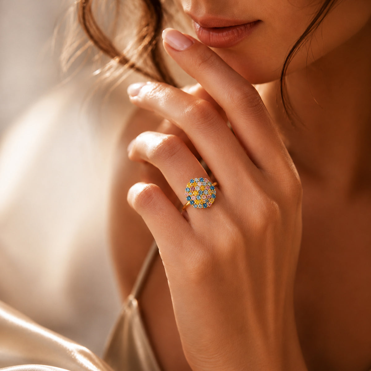 LUXURIANT 3.5 Ct. Lab Grown Multi Diamond Cluster Ring in 18K Vermeil Yellow Gold Plated Sterling Silver (SI-G-H) 8537777 3