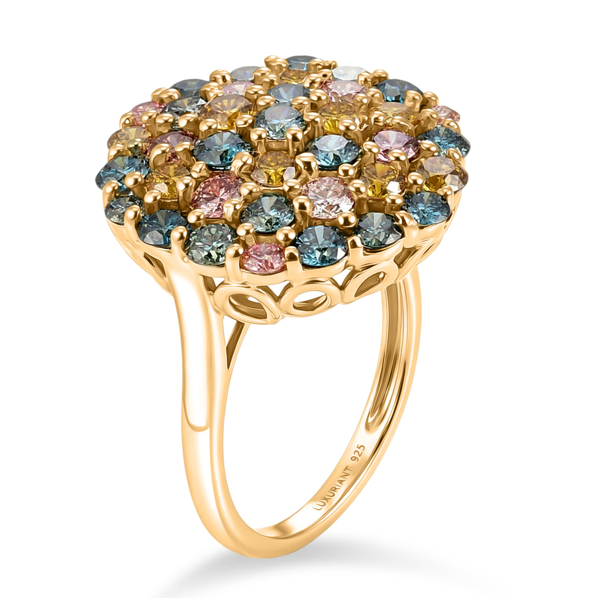 LUXURIANT 3.5 Ct. Lab Grown Multi Diamond Cluster Ring in 18K Vermeil Yellow Gold Plated Sterling Silver (SI-G-H) 8537777 6