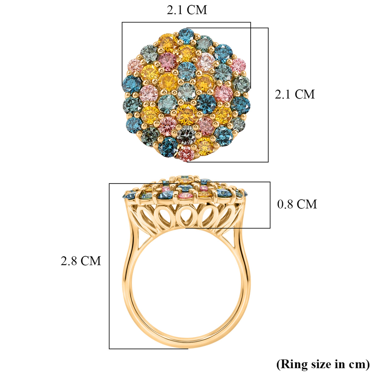 LUXURIANT 3.5 Ct. Lab Grown Multi Diamond Cluster Ring in 18K Vermeil Yellow Gold Plated Sterling Silver (SI-G-H) 8537777 7