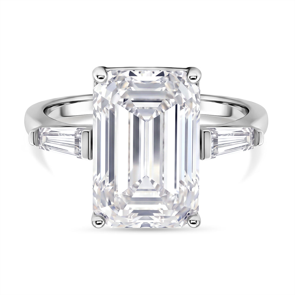 D'Joy - Moissanite Trilogy Ring in Rhodium Overlay Sterling Silver  10.44 Ct._8537837