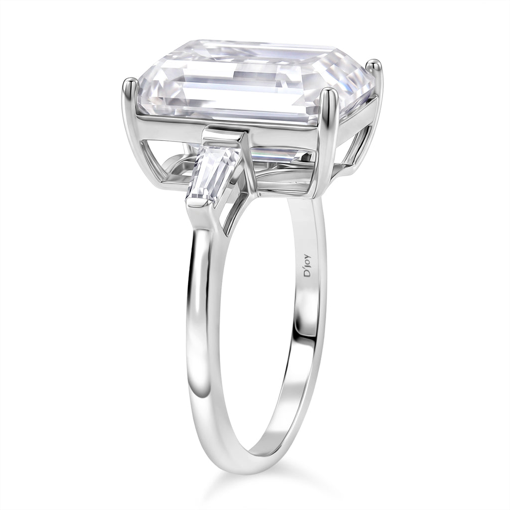 D'Joy - Moissanite Trilogy Ring in Rhodium Overlay Sterling Silver  10.44 Ct._8537837_3