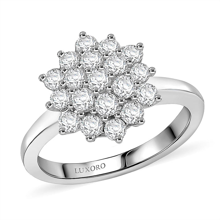 Luxoro 10K White Gold I2 White Diamond I2 Cluster Ring, Gold Wt.2.89 Gms  1.030  Ct. 8538005 1