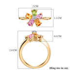 LIVE FROM BRAZIL - Multi-Tourmaline & Lab Grown Diamond (SI/G-H) Floral Ring in Yellow Gold Plated Sterling Silver 1.07 Ct._8538032_7