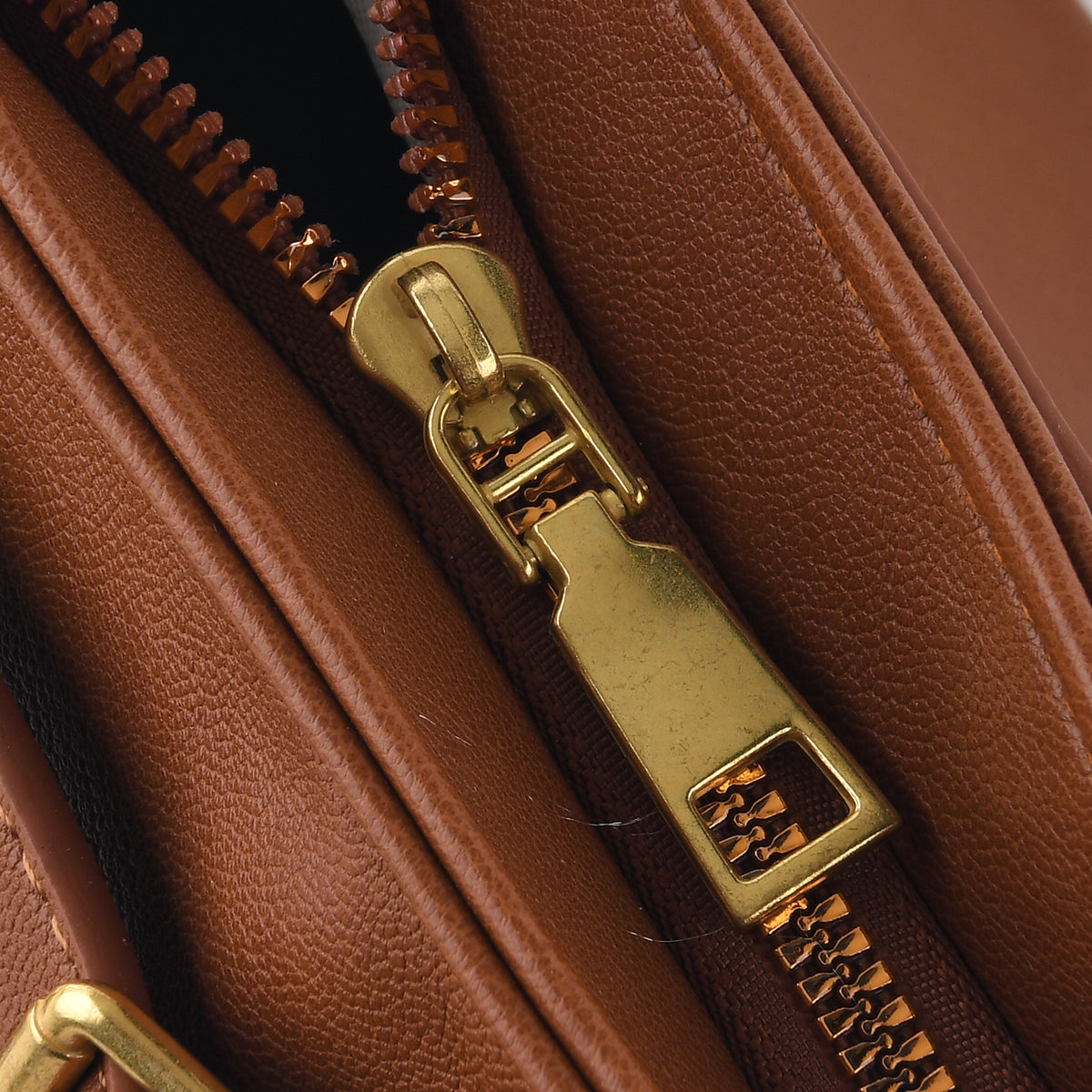 Designer Inspired - Multi-Pocket Slouchy Shoulder Handbag with Detachable Strap - Brown V32588843 6
