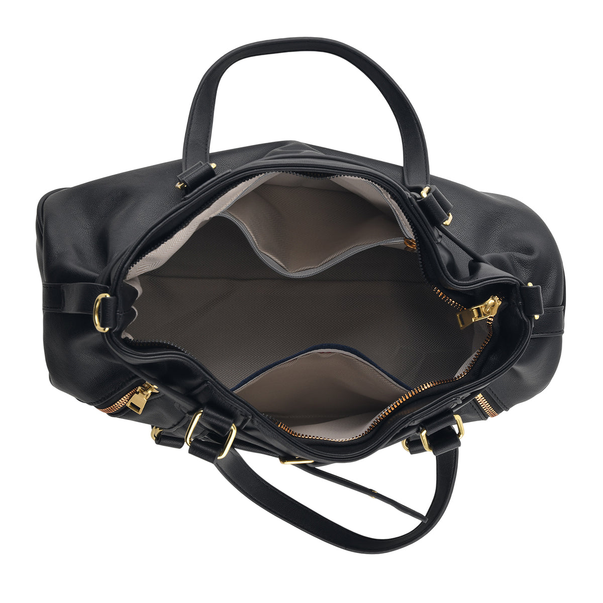 Designer Inspired - Multi-Pocket Slouchy Shoulder Handbag with Detachable Strap - Black V32603228 5