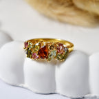D'Joy Multi-Tourmaline & White Zircon Cluster Ring in Yellow Gold Plated Sterling Silver 1.40 Ct._8538465_2