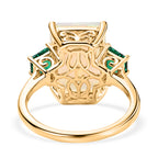 AAA Natural Faceted Ethiopian Opal (4ct) and Lab Grown Emerald Ring in 18K Gold Vermeil Sterling Silver 4.85 Ct._8538479_4