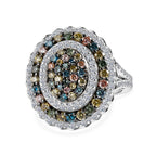 Luxuriant - Kaleidoscope Dreams Lab Grown Multi Diamond (SI/G-H) Cluster Ring in Rhodium Overlay Sterling Silver 2.00 Ct._8538631