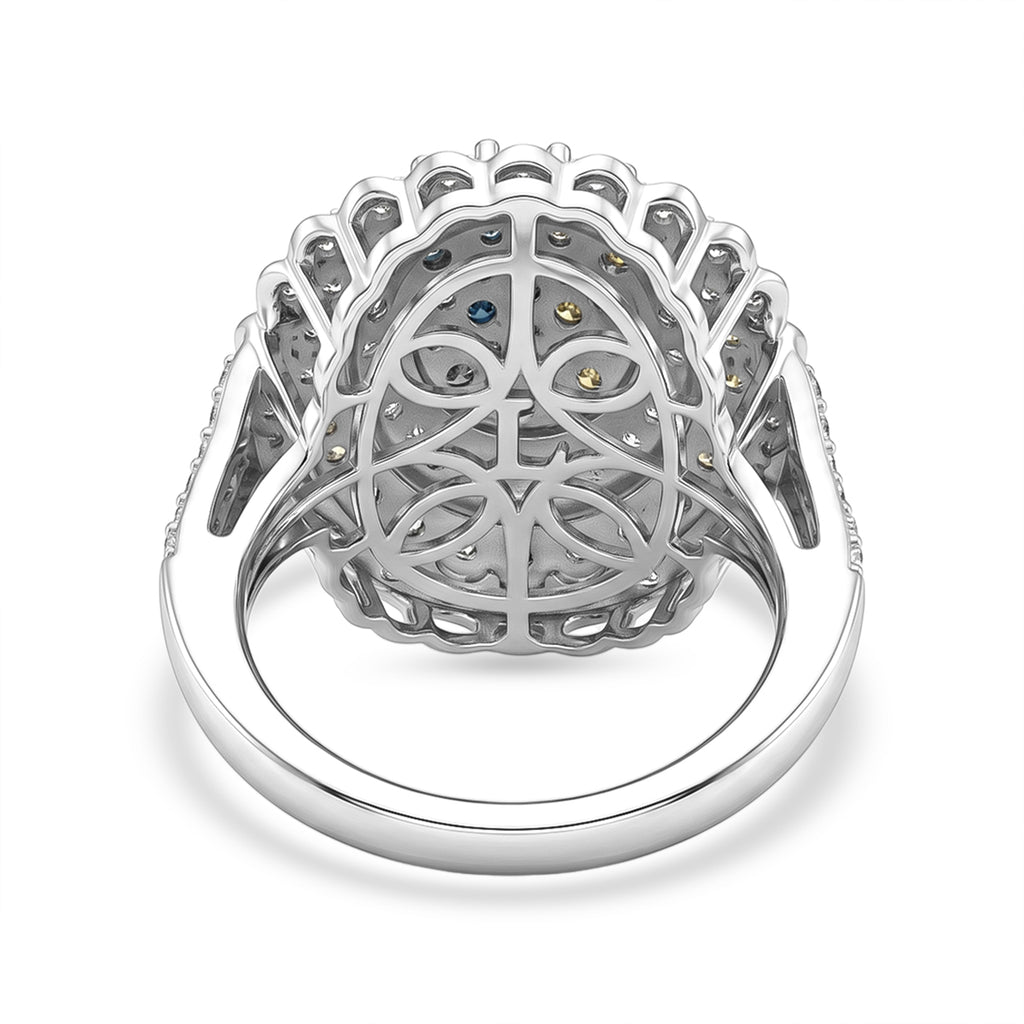 Luxuriant - Kaleidoscope Dreams Lab Grown Multi Diamond (SI/G-H) Cluster Ring in Rhodium Overlay Sterling Silver 2.00 Ct._8538631_4