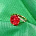 GP - Murano Glass, Blue Sapphire & White Zircon Floral Ring in 18K Vermeil Yellow Gold Plated Sterling Silver_8538829_1
