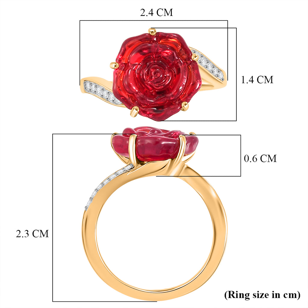 GP - Murano Glass, Blue Sapphire & White Zircon Floral Ring in 18K Vermeil Yellow Gold Plated Sterling Silver_8538829_5
