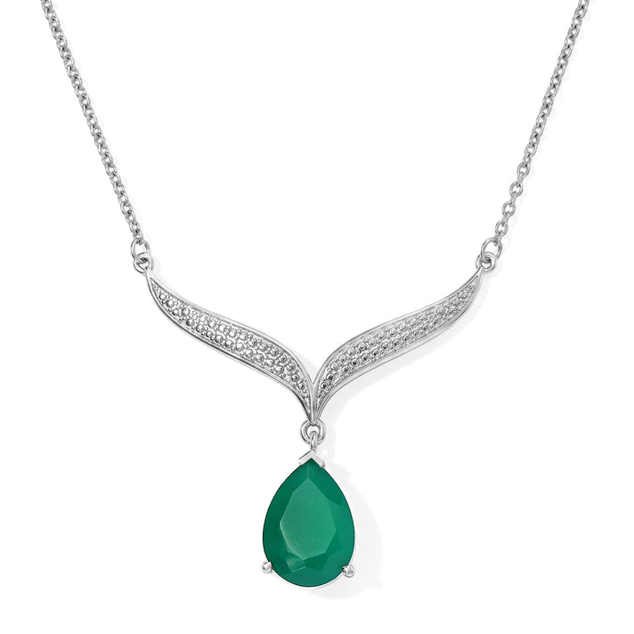 EverTrue - Green Onyx Solitaire Necklace (Size - 20) with Lobster Clasp in Yellow Gold Tone 4.40 Ct. V32667526 1