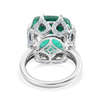 D'Joy - Peacock Triplet Quartz & White Zircon Solitaire Ring in Rhodium Overlay Sterling Silver 13.63 Ct._8540193_4