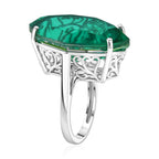 D'Joy - Peacock Triplet Quartz Solitaire Ring in Rhodium Overlay Sterling Silver 21.33 Ct._8540197_3