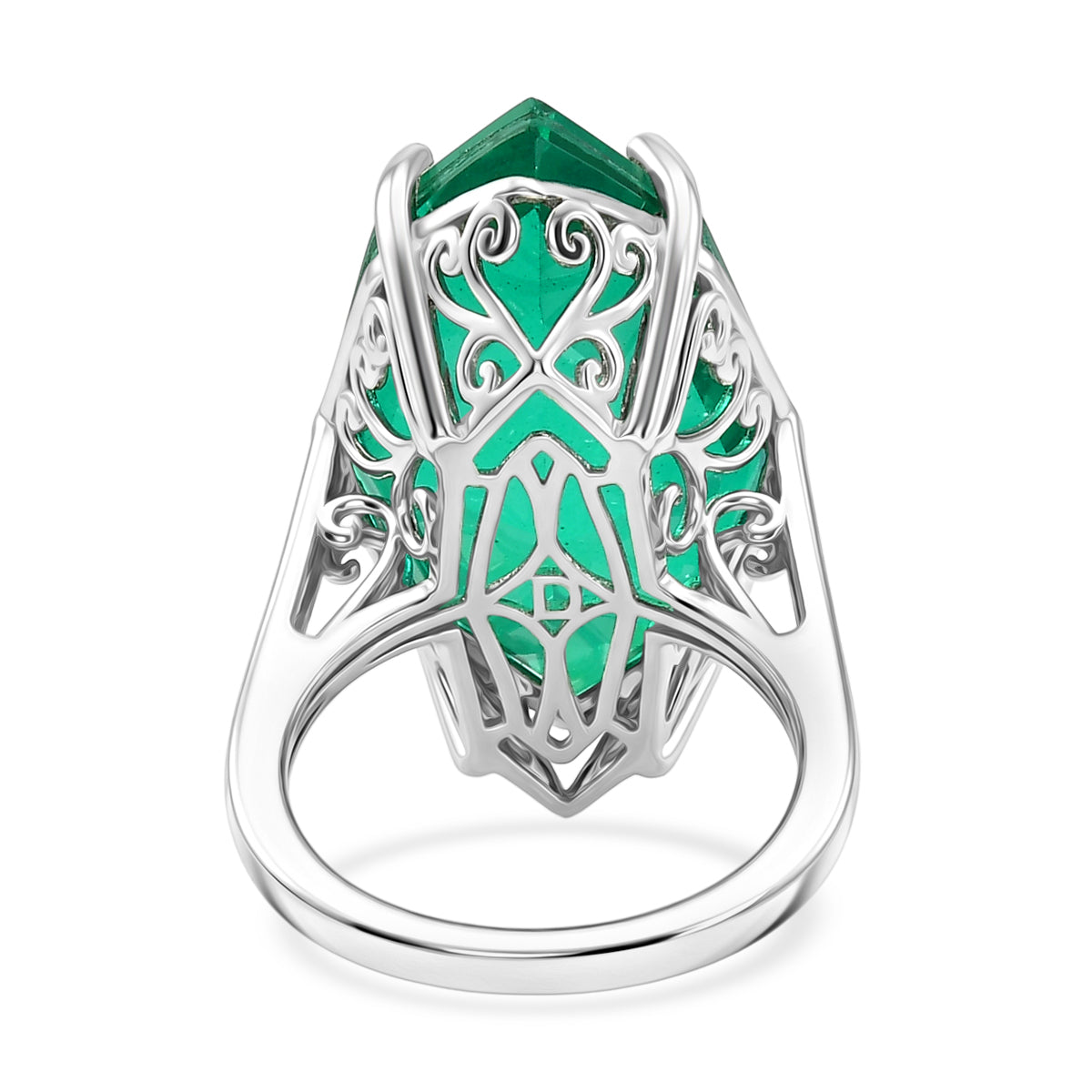 D'Joy - Peacock Triplet Quartz Solitaire Ring in Rhodium Overlay Sterling Silver 21.33 Ct. 8540197 5