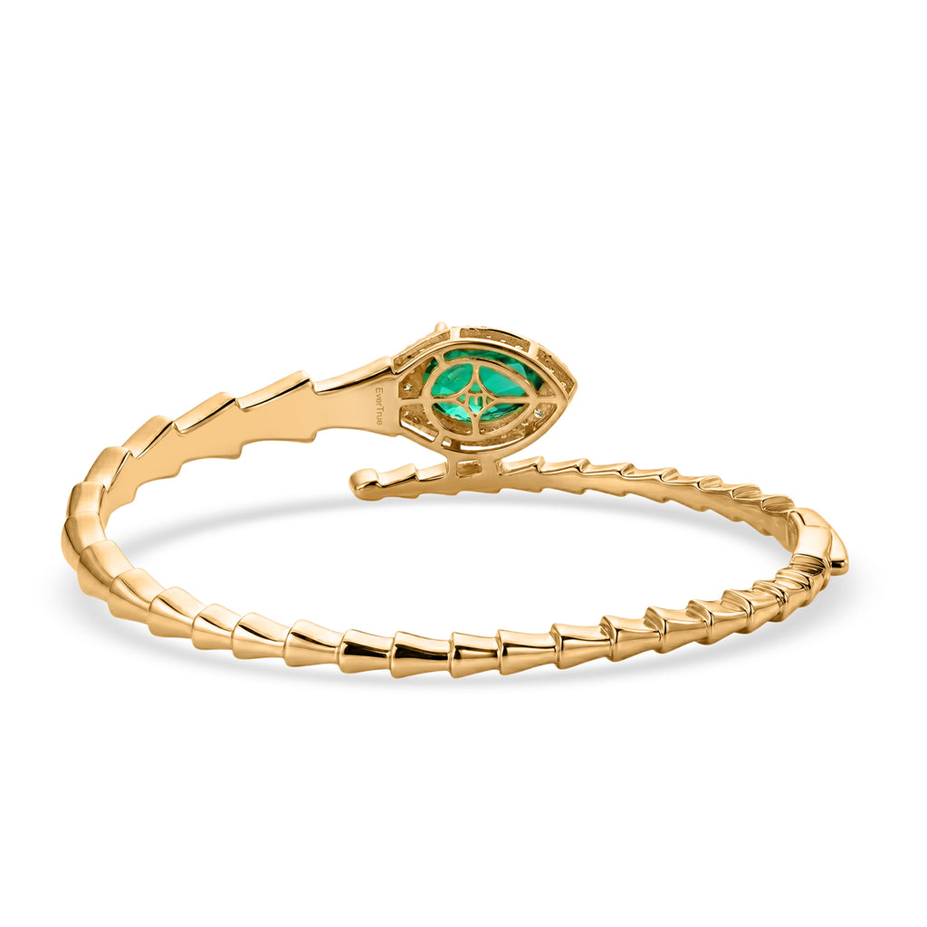 EverTrue - Peacock Triplet Quartz & White Zircon Full Bangle (Size 7.5) in Yellow Gold Tone 6.27 Ct._8540307_4