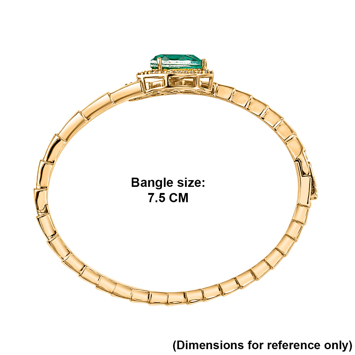EverTrue - Peacock Triplet Quartz &amp; White Zircon Full Bangle (Size 7.5) in Yellow Gold Tone 6.27 Ct. 8540307 6