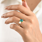 D'Joy - Peacock Triplet Quartz & Fresh Water Pearl Toi-et-Moi Ring in Yellow Gold Plated Sterling Silver 3.61 Ct._8540562_1