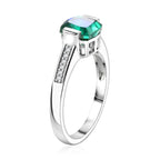 D'Joy - Peacock Triplet Quartz & White Zircon Solitaire Ring in Platinum Overlay Sterling Silver 1.74 Ct._8540571_3