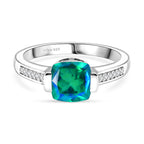 D'Joy - Peacock Triplet Quartz & White Zircon Solitaire Ring in Platinum Overlay Sterling Silver 1.74 Ct._8540573