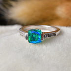 D'Joy - Peacock Triplet Quartz & White Zircon Solitaire Ring in Platinum Overlay Sterling Silver 1.74 Ct._8540573_2